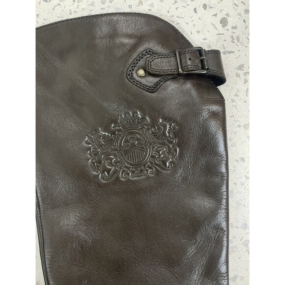 Bussola Women 7.5 Brown Leather Boot Equestrian Old Money SienaEmblem 2065 Crest - Picture 3 of 10